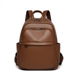 Wholesale Women Fashion Simple Solid Color Soft Pu Leather Backpack - Image 3