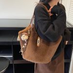 Wholesale Women Fashion Casual Autumn And Winter Plush Large Capacity Pendant Shoulder Bag - Image 7