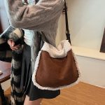 Wholesale Women Fashion Casual Solid Color Frosted Suede Plush Large Capacity Shoulder Bag - Image 6