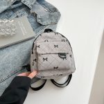 Women Fashion Corduroy Bowknot Printed Mini Backpack - Image 7