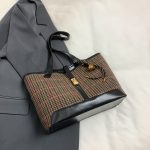 Wholesale Women Fashion Casual Splicing Large Capacity Pendant Woolen Tote Bag - Image 6