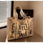Women Casual Letter Printed Large Capacity Canvas Tote Bag - Image 5