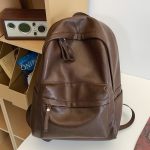 Wholesale Men Women Retro Leather Schoolbag College Students Commuter Travel Backpack - Image 7