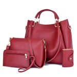 Wholesale Women Fashion Casual Solid Color Bucket Large Capacity Handbag Four-Piece Bag Set - Image 7