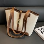 Vintage Contrast Spliced Large Capacity Tote Bag - Image 7