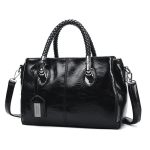 Wholesale Women Fashion Casual Retro Solid Color Oil Wax Tote PU Handbag - Image 7