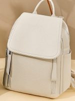 Wholesale Women Solid Color Casual Large Capacity Pu Travel Commuter Backpack - Image 7