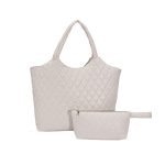 Wholesale Women Fashion Casual Solid Color Rhombic Large Capacity Handbag Two-Piece Bag Set - Image 7