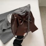 Women Fashion Simple Bow PU Shoulder Bag - Image 7