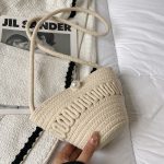 Women Fashion Simple Straw Woven Pearl Decoration Shoulder Bag - Image 7