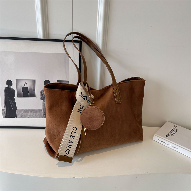 color_1-638 Women Casual Retro Large Capacity Flannel Tote Bag - Image 1