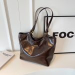 Wholesale Women Fashion Casual Simple Solid Color Large Capacity Tote Bag - Image 6