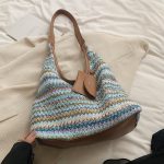 Wholesale Women Fashion Casual Large Capacity Contrast Color Hand Woven Tote Bag - Image 6