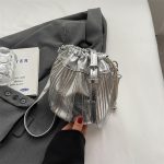 Women Fashion Casual Solid Color Tassels Bucket Shoulder Bag - Image 6