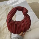 Wholesale Women Fashion Casual Solid Color Pleated Soft Knot Dumpling Handbag - Image 6