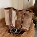 Women Fashion Casual Contrast Color Large Capacity Tote Bag - Image 6