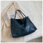 Women Casual Simple Solid Color Large Capacity Soft Leather Tote Bag - Image 5