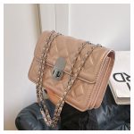 Women Fashion Casual Solid Color Rhombic Chain Small Square Shoulder Bag - Image 7