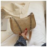 Women Fashion Casual Woven Baguette Chain Shoulder Bag - Image 6