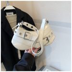 Women Fashion Casual Retro Solid Color Belt Baguette Shoulder Bag - Image 6