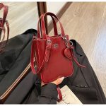 Women Fashion Casual Solid Color Love Pendant Bucket Shoulder Bag