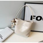 Women Fashion Casual Solid Color Pu Leather Bucket Shoulder Bag - Image 6