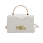 Women Fashion Solid Color Crocodile Metal Buckle Small Square Shoulder Bag - Image 7