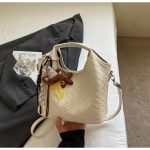 Women Fashion Solid Color Woven Large Capacity Pendant Handbag - Image 7