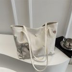 Wholesale Women Fashion Elegant Solid Color Large Capacity Pearl Bowknot Tote Bag - Image 6