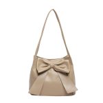 Women Fashion Simple Solid Color Large Capacity Bowknot Tote Bag - Image 7