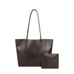 Wholesale Simple Solid Color Crocodile Print Large Capacity Tote Bag - Image 7