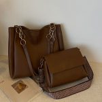 Wholesale Women Fashion Simple Solid Color Large Capacity Tote Bagtwo-Piece Bag Set - Image 7