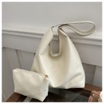 Wholesale Women Retro Simple Solid Color Large Capacity Tote Bag Two-Piece Bag Set - Image 7