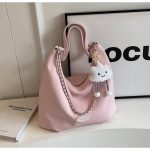 Women Fashion Simple Solid Color Large Capacity Chain Pendant Shoulder Bag - Image 7