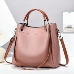 Women Retro Color Blocking Large Capacity Street Style Bucket Handbag - Image 3