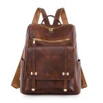 Women Fashion Vintage Pu Zipper Backpack - Image 7
