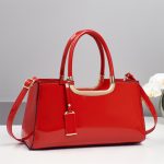 Wholesale Women Fashion Casual Solid Color Patent Leather Handbag - Image 5