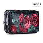 Wholesale Fashion Vintage Rose Pattern Zipper Leather Wallet - Image 7