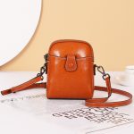 Women Retro Genuine Leather Mini Phone Bag Shoulder Bag - Image 7