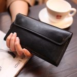 Wholesale Women Simple Solid Color Leather Long Purses - Image 7