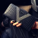Wholesale Women Fashion Color Blocking Crocodile Grain Long Wallet PU Purse - Image 7