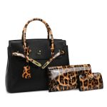 Wholesale Women Fashion Casual Litchi Pattern Large Capacity Soft PU Handbag Three-Piece Bag Set - Image 9