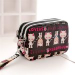 Women Fashion Solid Color Frosted Three-Layer Zipper Storage Purses - Image 16