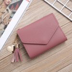 Wholesale Women Fashion Simple Solid Color Tassel Pendant Three-Fold Wallet - Image 16