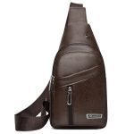 Men Fashion Casual Solid Color Soft Leather Business Chest Bag - Image 16