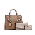 Wholesale Women Fashion Casual Litchi Pattern Large Capacity Soft PU Handbag Three-Piece Bag Set - Image 2
