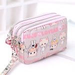 Women Fashion Solid Color Frosted Three-Layer Zipper Storage Purses - Image 18