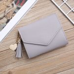 Wholesale Women Fashion Simple Solid Color Tassel Pendant Three-Fold Wallet - Image 18