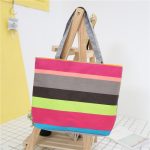 Wholesale Women Fashion Canvas Stripe Tote Bag - Image 35