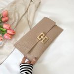 Wholesale Women Simple Solid Color Flap Metal Latch Large Capacity Rectangular Purses - Image 8